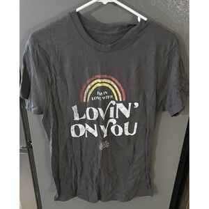 Luke Combs Lovin on You T Shirt Men's Large Gray Short Sleeve Concert Graphic